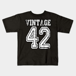 Vintage 42 1942 2042 T-shirt Birthday Gift Age Year Old Boy Girl Cute Funny Man Woman Jersey Style Kids T-Shirt